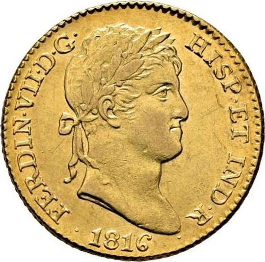 Avers 2 Escudos 1816 M GJ - Goldmünze Wert - Spanien, Ferdinand VII