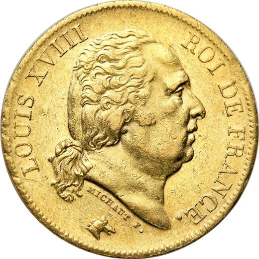 Аверс монеты - 40 франков 1816 года A "Тип 1816-1824" Париж - цена золотой монеты - Франция, Людовик XVIII