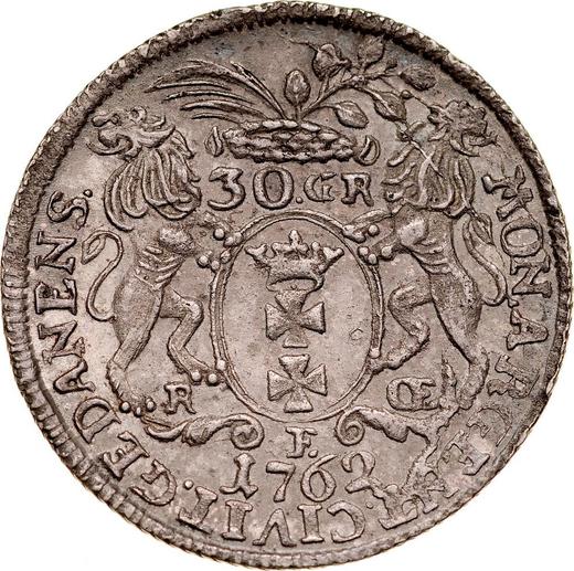 Реверс монеты - Злотовка (30 грошей) 1762 года REOE "Гданьская" - цена серебряной монеты - Польша, Август III