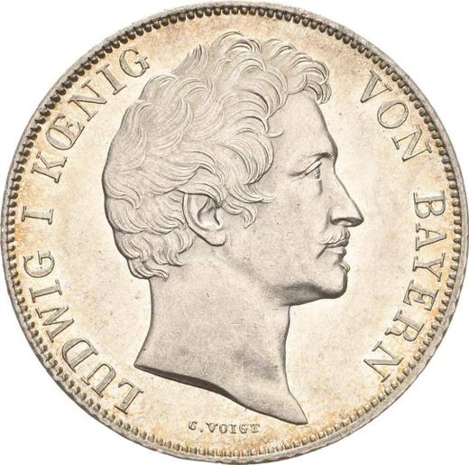 Аверс монеты - 1 гульден 1842 года - цена серебряной монеты - Бавария, Людвиг I