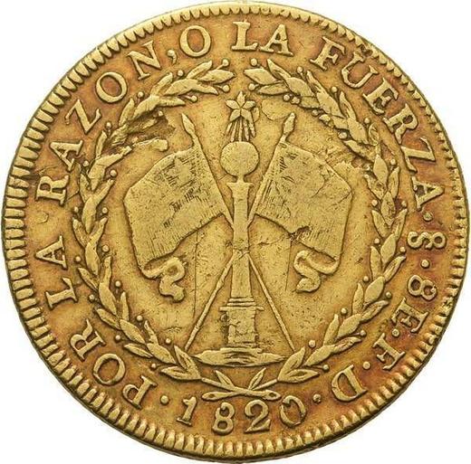 Rewers monety - 8 escudo 1820 So FD - cena złotej monety - Chile, Republika (Po denominacji)