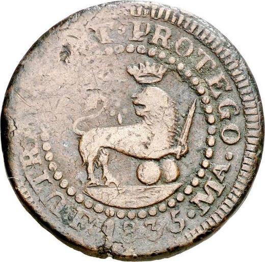 Реверс монеты - 2 куарто 1835 года Ma MR - цена  монеты - Филиппины, Изабелла II