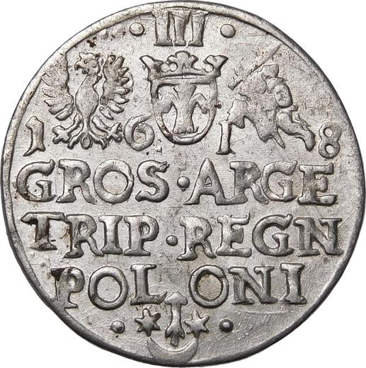 Rewers monety - Trojak 1618 "Mennica krakowska" - cena srebrnej monety - Polska, Zygmunt III