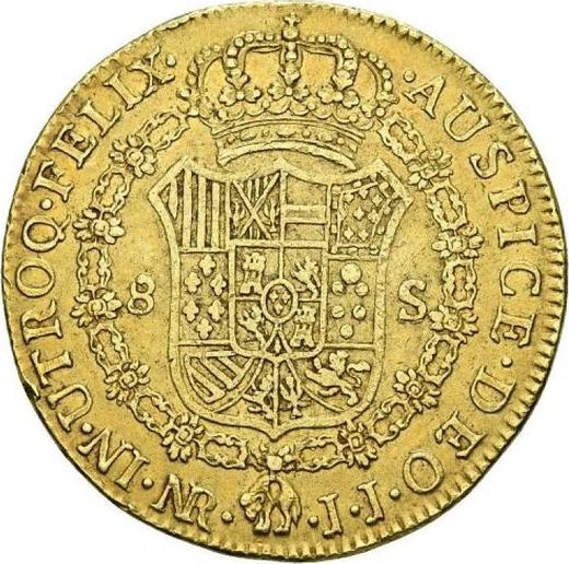 Реверс монеты - 8 эскудо 1795 года NR JJ - цена золотой монеты - Колумбия, Карл IV