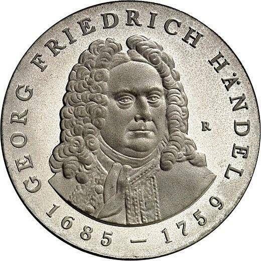 Anverso 20 marcos 1984 A "Händel" - valor de la moneda de plata - Alemania, República Democrática Alemana (RDA)