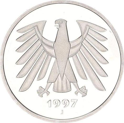 Реверс монеты - 5 марок 1997 года J - цена  монеты - Германия, ФРГ