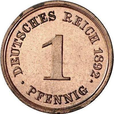 Аверс монеты - 1 пфенниг 1892 года E "Тип 1890-1916" - цена  монеты - Германия, Германская Империя