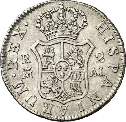 Reverso 2 reales 1808 M AI - valor de la moneda de plata - España, Carlos IV