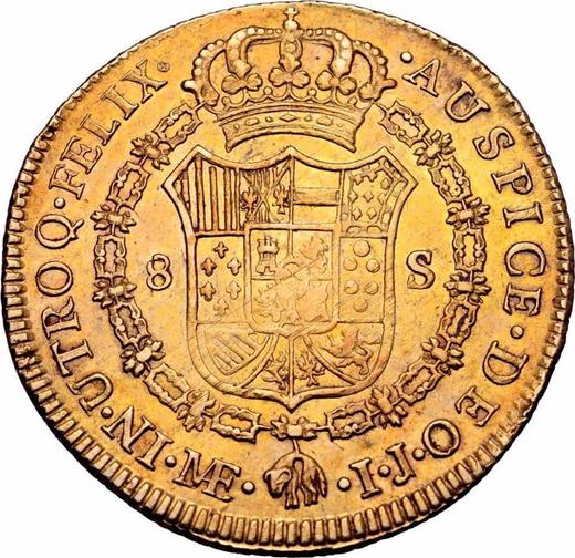 Revers 8 Escudos 1790 IJ - Goldmünze Wert - Peru, Karl IV