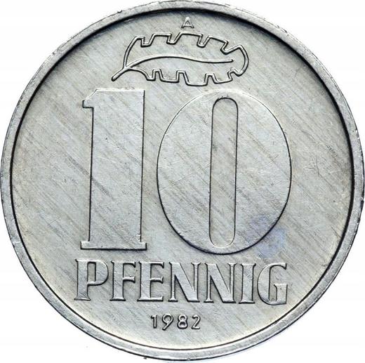 Anverso 10 Pfennige 1982 A - valor de la moneda  - Alemania, República Democrática Alemana (RDA)