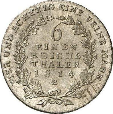 Reverso 1/6 tálero 1814 B - valor de la moneda de plata - Prusia, Federico Guillermo III