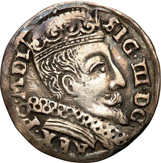 Аверс монеты - Трояк (3 гроша) 1600 года "Литва" - цена серебряной монеты - Польша, Сигизмунд III Ваза