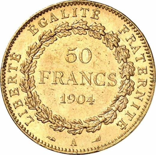 Реверс монеты - 50 франков 1904 года A "Тип 1878-1904" Париж - цена золотой монеты - Франция, Третья республика