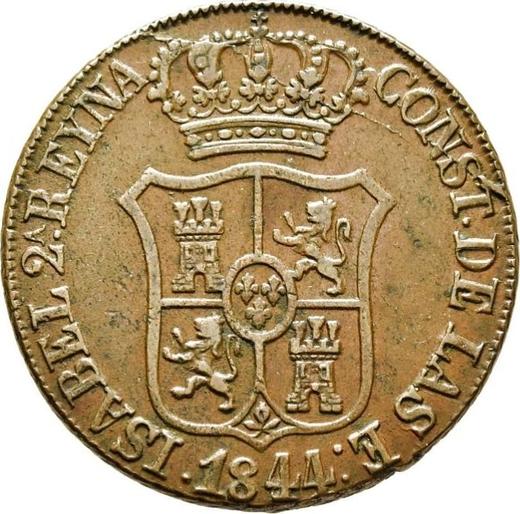 Аверс монеты - 6 куарто 1844 года "Каталония" - цена  монеты - Испания, Изабелла II