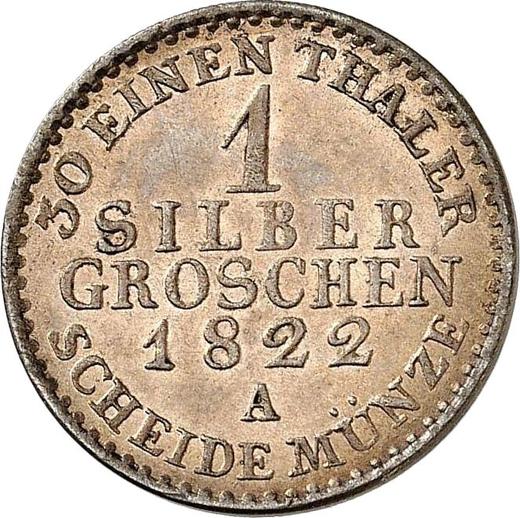 Reverso 1 Silber Groschen 1822 A - valor de la moneda de plata - Prusia, Federico Guillermo III