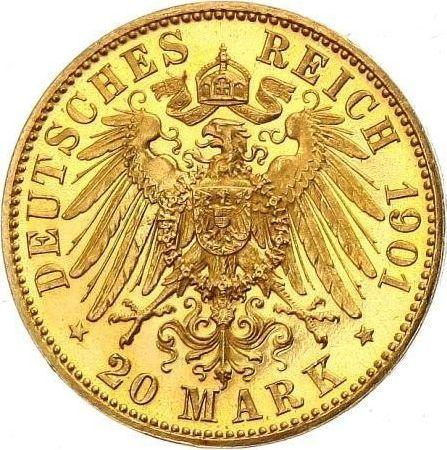 Reverso 20 marcos 1901 A "Hessen" - valor de la moneda de oro - Alemania, Imperio alemán