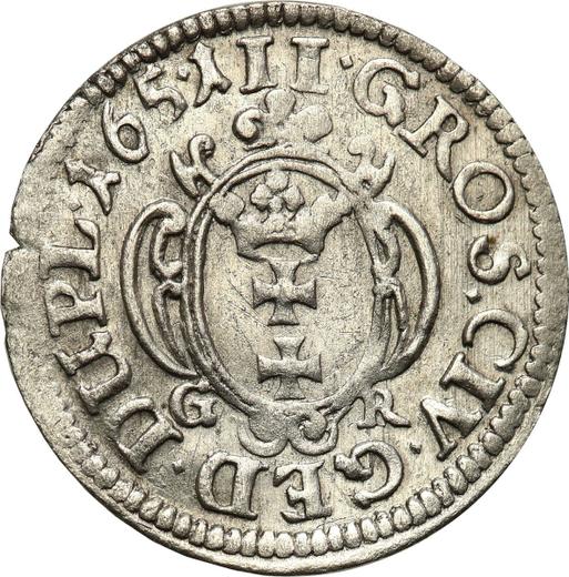 Rewers monety - Dwugrosz 1651 GR "Gdańsk" - cena srebrnej monety - Polska, Jan II Kazimierz