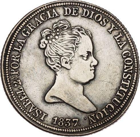 Obverse 4 Reales 1837 B PS - Silver Coin Value - Spain, Isabella II