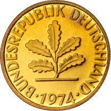 Реверс монеты - 5 пфеннигов 1974 года J - цена  монеты - Германия, ФРГ