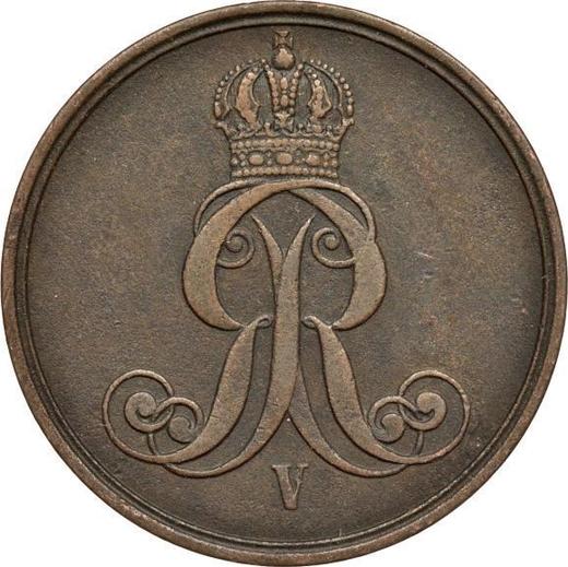 Аверс монеты - 2 пфеннига 1859 года B - цена  монеты - Ганновер, Георг V
