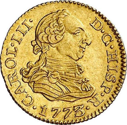 Awers monety - 1/2 escudo 1773 M PJ - cena złotej monety - Hiszpania, Karol III