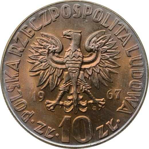 Аверс монеты - 10 злотых 1967 года MW JG "Николай Коперник" - цена  монеты - Польша, Народная Республика