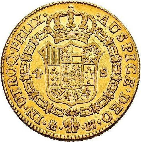 Реверс монеты - 4 эскудо 1780 года M PJ - цена золотой монеты - Испания, Карл III