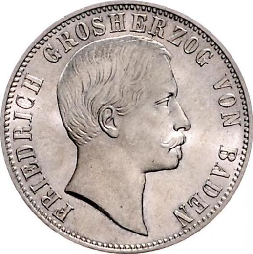 Аверс монеты - 1/2 гульдена 1863 года - цена серебряной монеты - Баден, Фридрих I