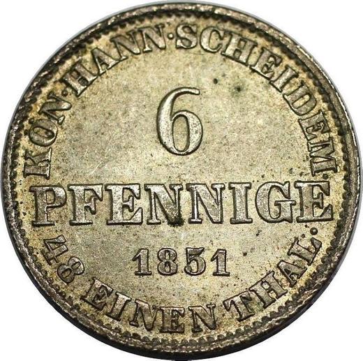 Reverso 6 Pfennige 1851 B - valor de la moneda de plata - Hannover, Ernesto Augusto 