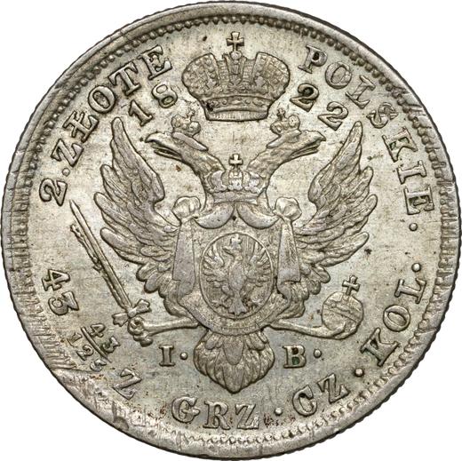 Reverso 2 eslotis 1822 IB "Cabeza pequeña" - valor de la moneda de plata - Polonia, Zarato de Polonia