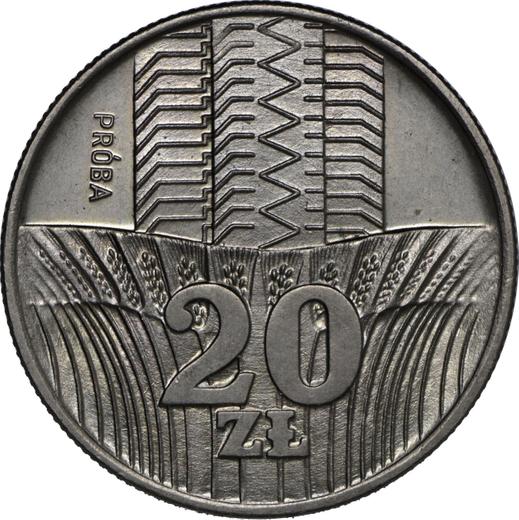 Reverso Pruebas 20 eslotis 1973 MW "Rascacielos y espigas" Cuproníquel - valor de la moneda  - Polonia, República Popular