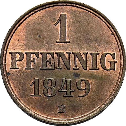 Реверс монеты - 1 пфенниг 1849 года B - цена  монеты - Ганновер, Эрнст Август
