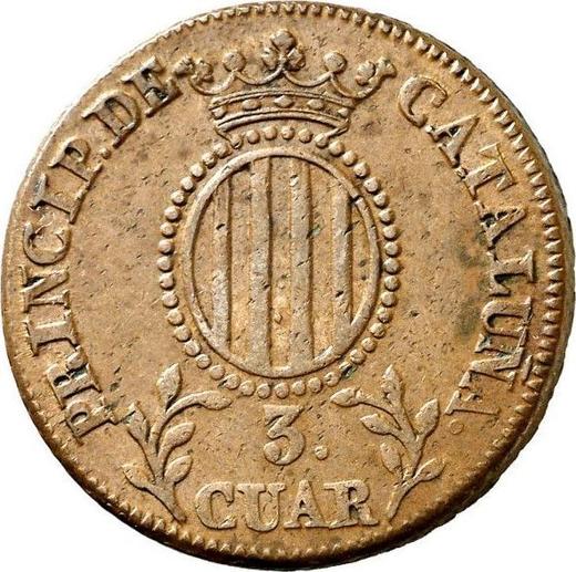 Reverso 3 cuartos 1836 "Cataluña" - valor de la moneda  - España, Isabel II