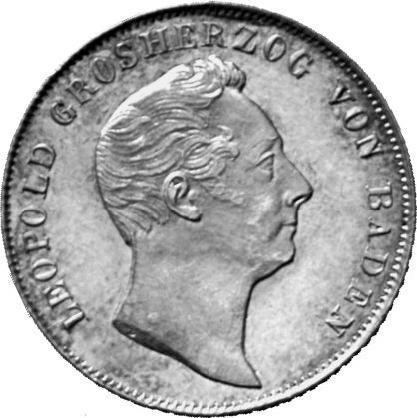 Awers monety - 1/2 guldena 1846 D - cena srebrnej monety - Badenia, Leopold