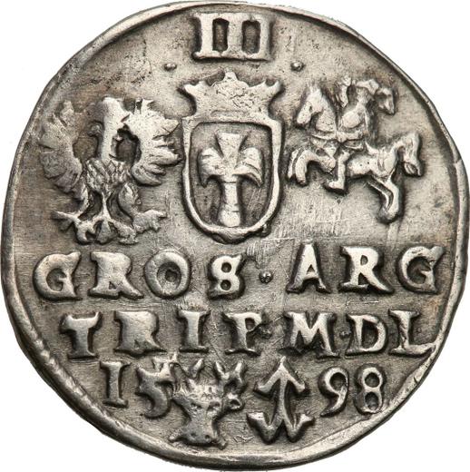 Реверс монеты - Трояк (3 гроша) 1598 года "Литва" - цена серебряной монеты - Польша, Сигизмунд III Ваза