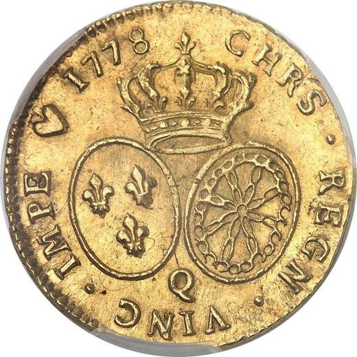 Реверс монеты - Двойной луидор 1778 года Q Перпиньян - цена золотой монеты - Франция, Людовик XVI
