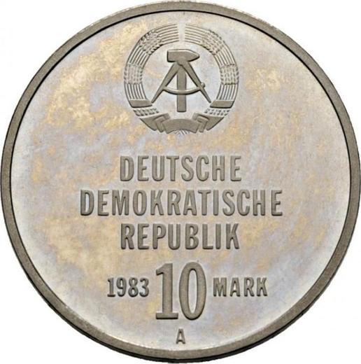 Reverse 10 Mark 1983 A "Combat workers" -  Coin Value - Germany, GDR