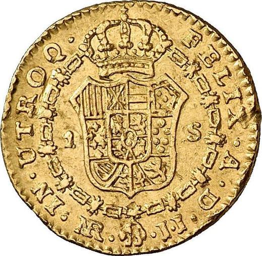 Реверс монеты - 1 эскудо 1778 года NR JJ - цена золотой монеты - Колумбия, Карл III
