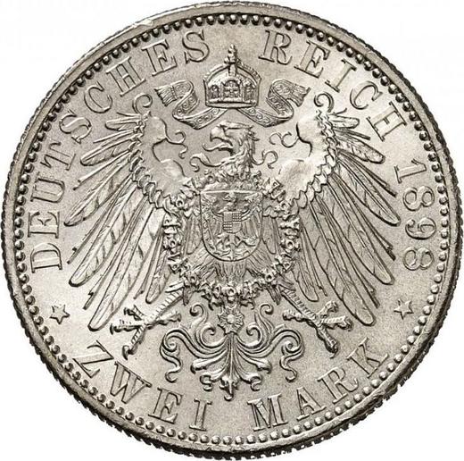 Реверс монеты - 2 марки 1898 года D "Бавария" - цена серебряной монеты - Германия, Германская Империя