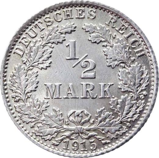 Anverso Medio marco 1915 D "Tipo 1905-1919" - valor de la moneda de plata - Alemania, Imperio alemán