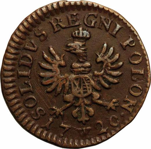 Реверс монеты - Пробный Шеляг 1720 года W "Коронный" - цена  монеты - Польша, Август II Сильный