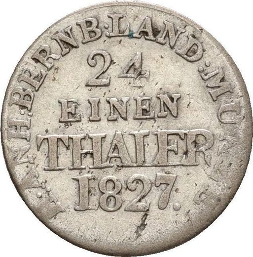 Reverso 1/24 tálero 1827 - valor de la moneda de plata - Anhalt-Bernburg, Alexis Federico Cristián