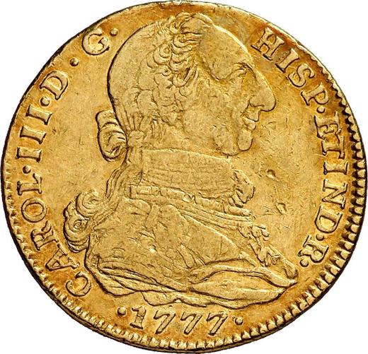 Аверс монеты - 4 эскудо 1777 года NR JJ - цена золотой монеты - Колумбия, Карл III