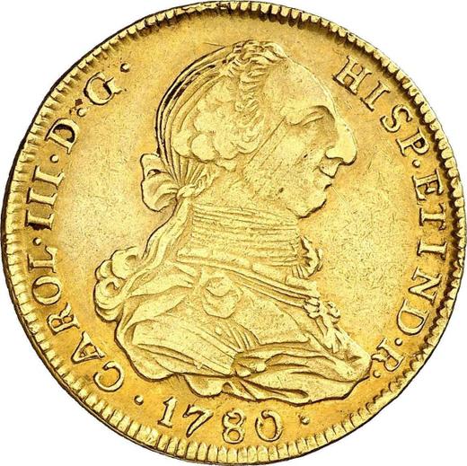 Awers monety - 4 escudo 1780 PTS PR - cena złotej monety - Boliwia, Karol III
