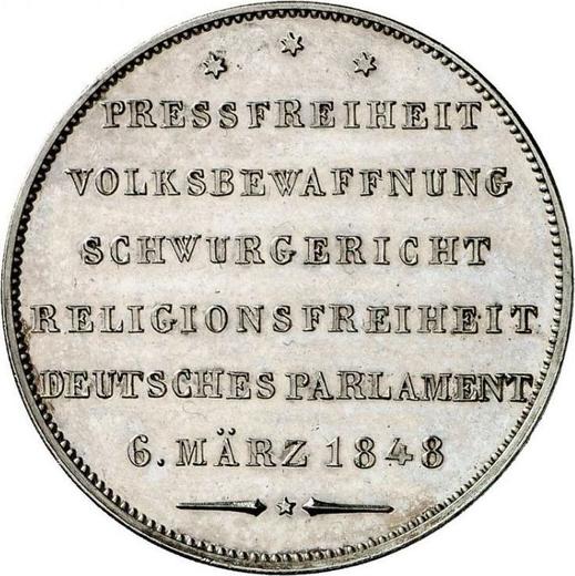 Reverso 1 florín 1848 "Libertad de prensa" - valor de la moneda de plata - Hesse-Darmstadt, Luis III