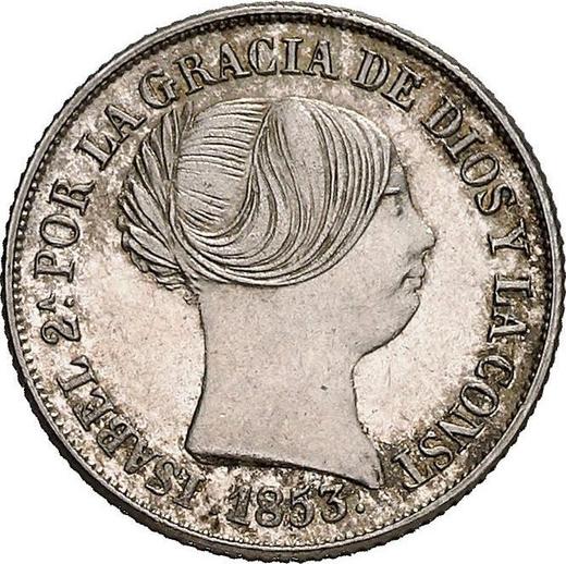 Anverso 2 reales 1853 Estrellas de ocho puntas - valor de la moneda de plata - España, Isabel II