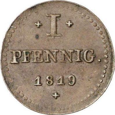 Реверс монеты - 1 пфенниг 1819 года - цена  монеты - Гессен-Дармштадт, Людвиг I