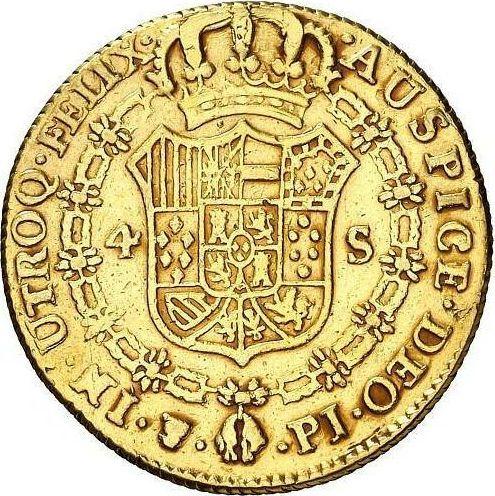 Rewers monety - 4 escudo 1808 PTS PJ - cena złotej monety - Boliwia, Karol IV