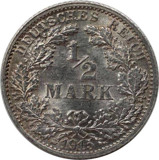 Obverse 1/2 Mark 1915 F "Type 1905-1919" - Silver Coin Value - Germany, German Empire