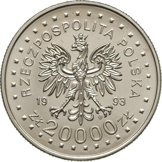 Аверс монеты - 20000 злотых 1993 года MW ANR "XXVIII Зимние Олимпийские Игры - Лиллехаммер 1994" - цена  монеты - Польша, III Республика до деноминации